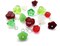 Flower Charms in Christmas Colors, 15 pieces, Glass Flower Bead Dangles in Green & Red, MM5-04 Adorabilities
